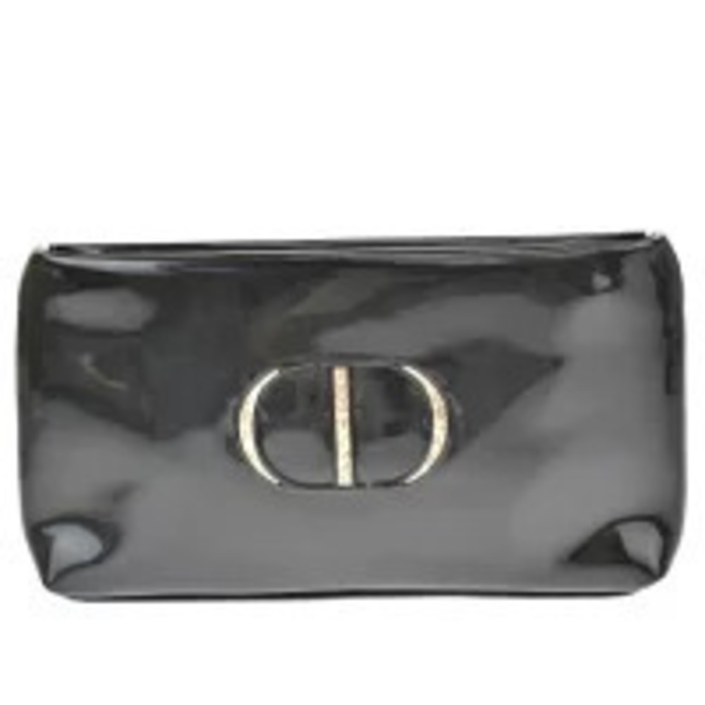 Christian Dior Cosmetic Pouch Clutch Bag Black Vinyl